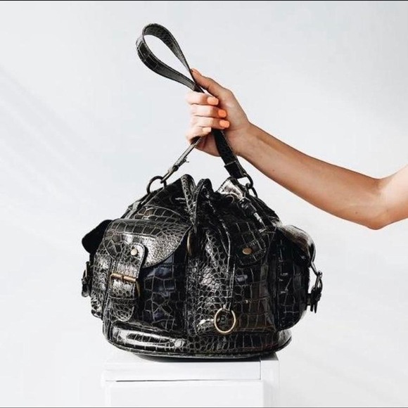 Vintage Oval Faux Crocodile Leather Bag - Picture 1 of 4